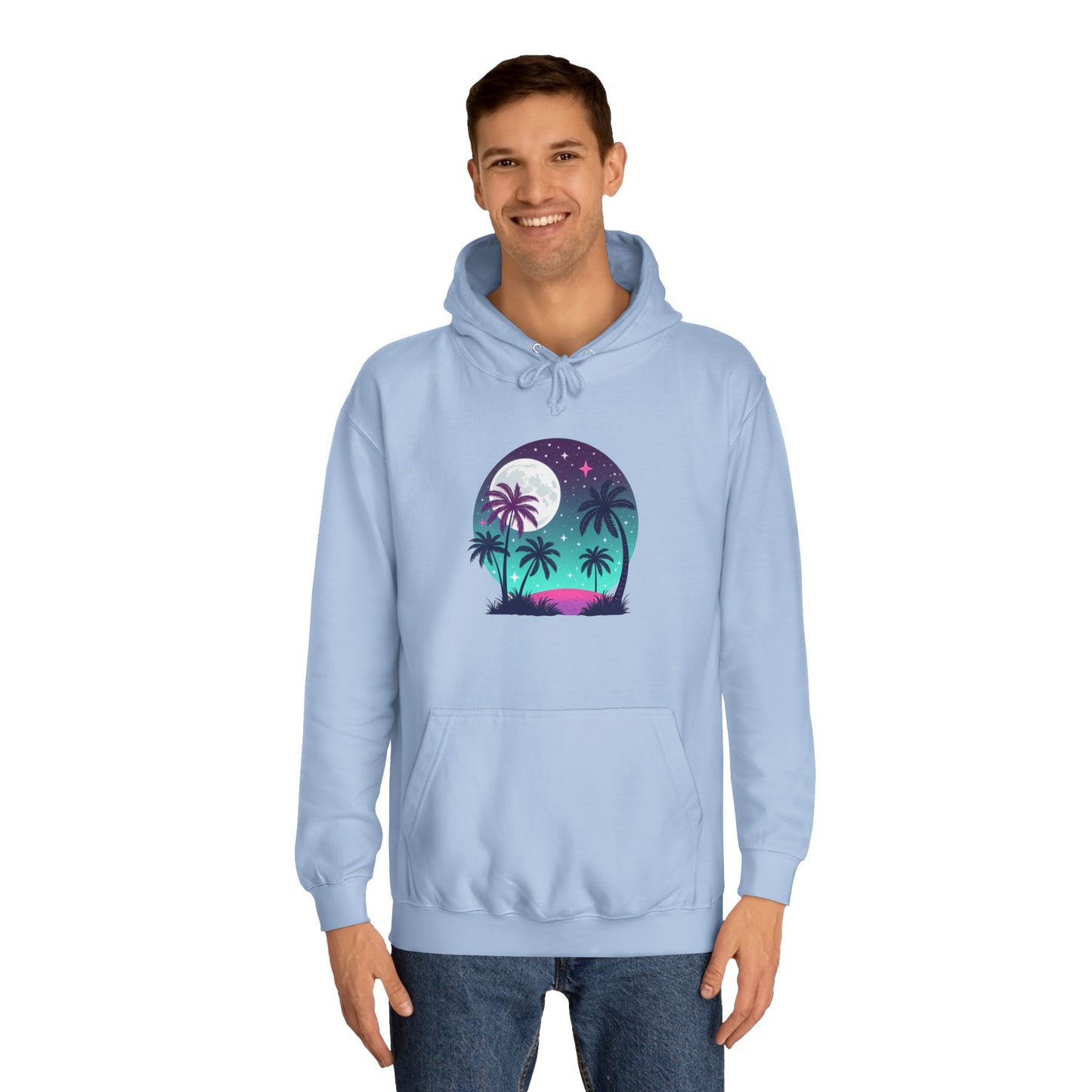 Beach Dream Hoodie – Tropical Night Unisex Hoodie with Palm Trees Design