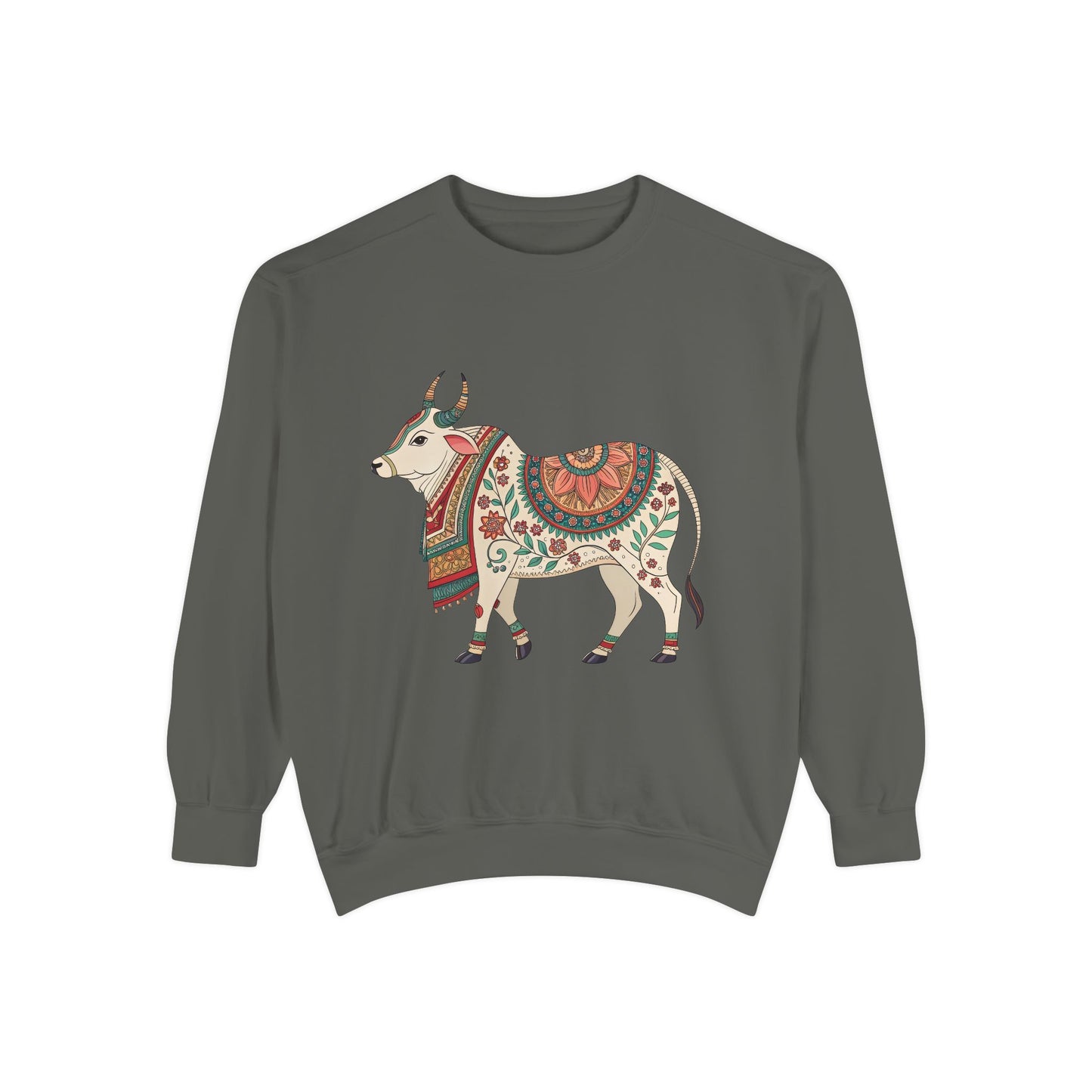 Indian Madhubani & Indian Bull - Boho Bull Design Unisex Sweatshirt – Cozy & Stylish for Everyday Wear