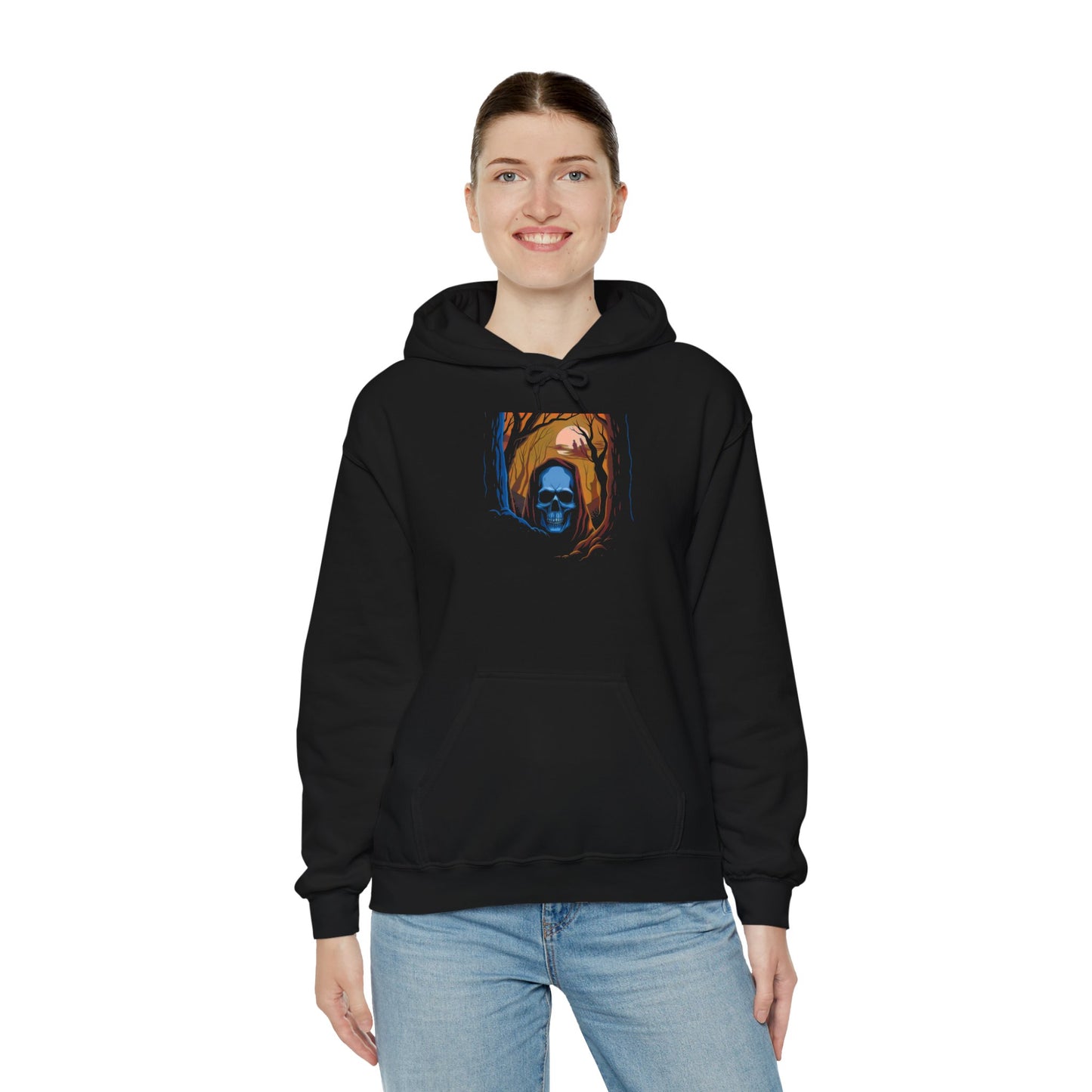 Horror Style Hoodie – Don’t Look Behind You Unisex Heavy Blend™ Sweatshirt for Spooky Vibes