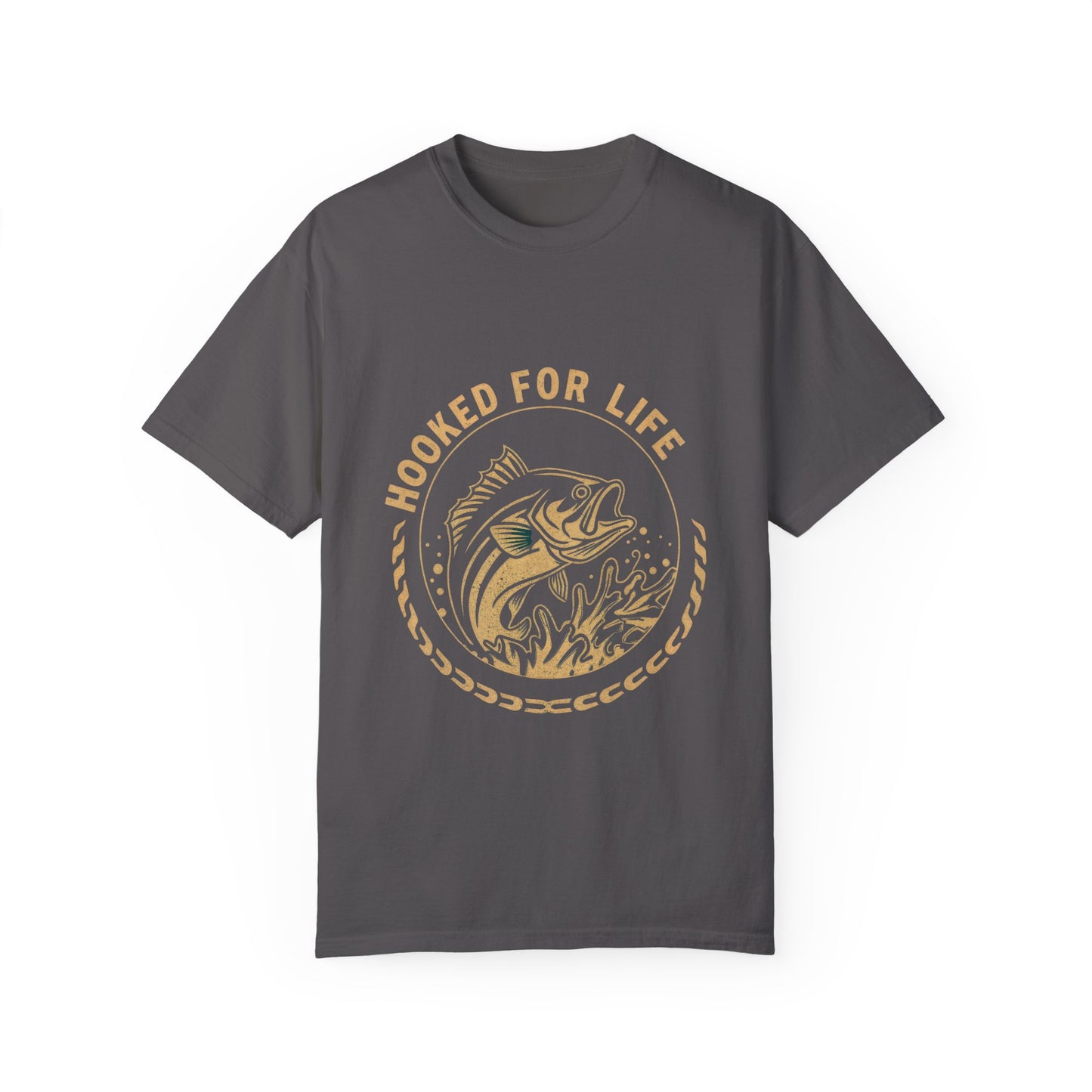 Fishing T Shirts - Hooked For Life Unisex Garment-Dyed T-Shirt - Perfect for Fishing Enthusiasts