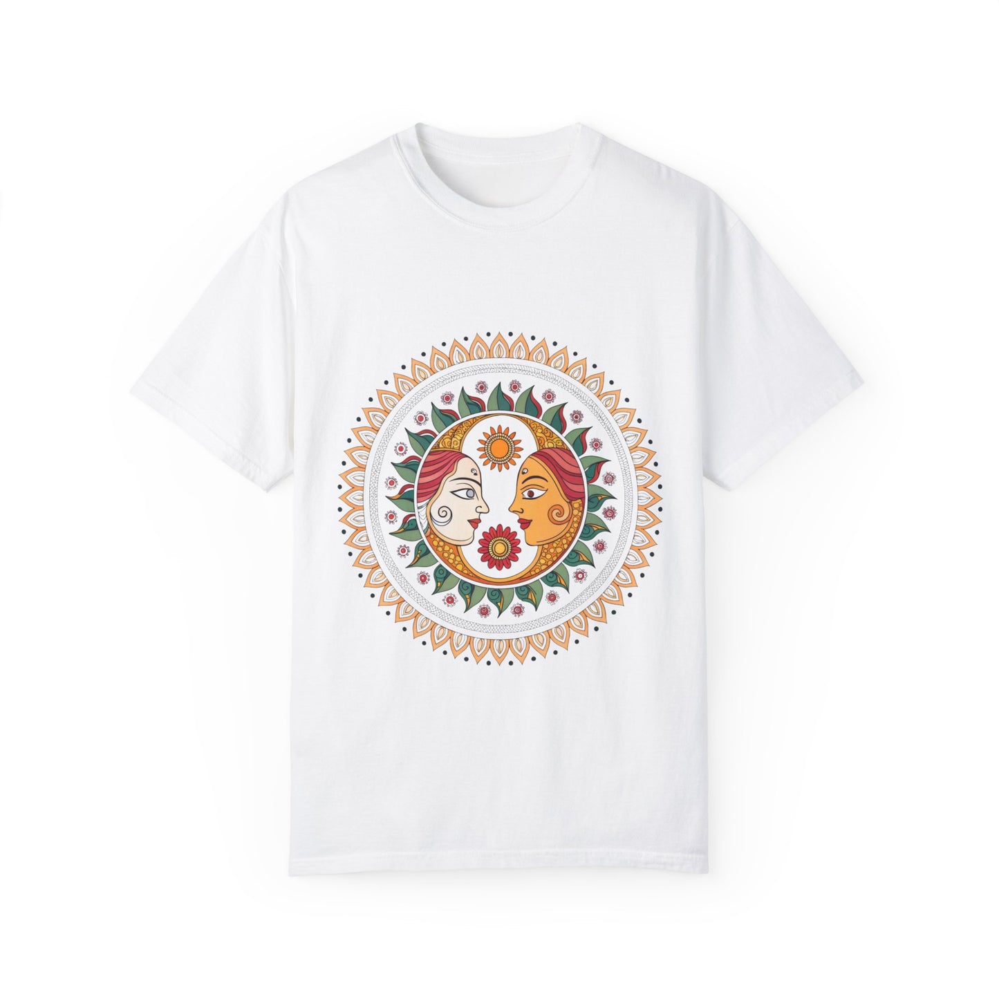 Indian Madhubani - Bohemian Mandala Unisex T-Shirt - Eco-Friendly Garment-Dyed Tee