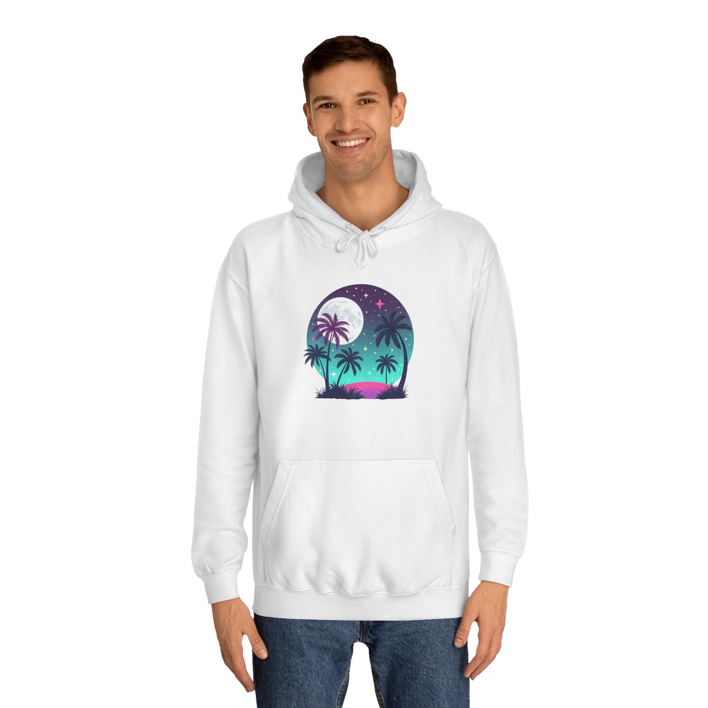 Beach Dream Hoodie – Tropical Night Unisex Hoodie with Palm Trees Design