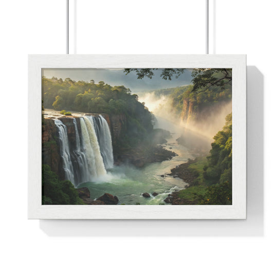 Waterfall Painting Vastu Shastra – Serene Landscape Framed Poster for Positive Energy & Prosperity