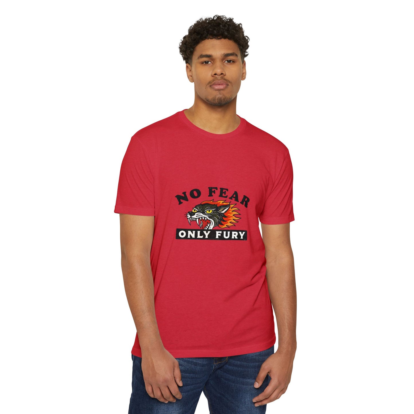 No Fear Only Fury Unisex CVC Jersey T-Shirt - Bold Graphic Tee for Confidence and Style