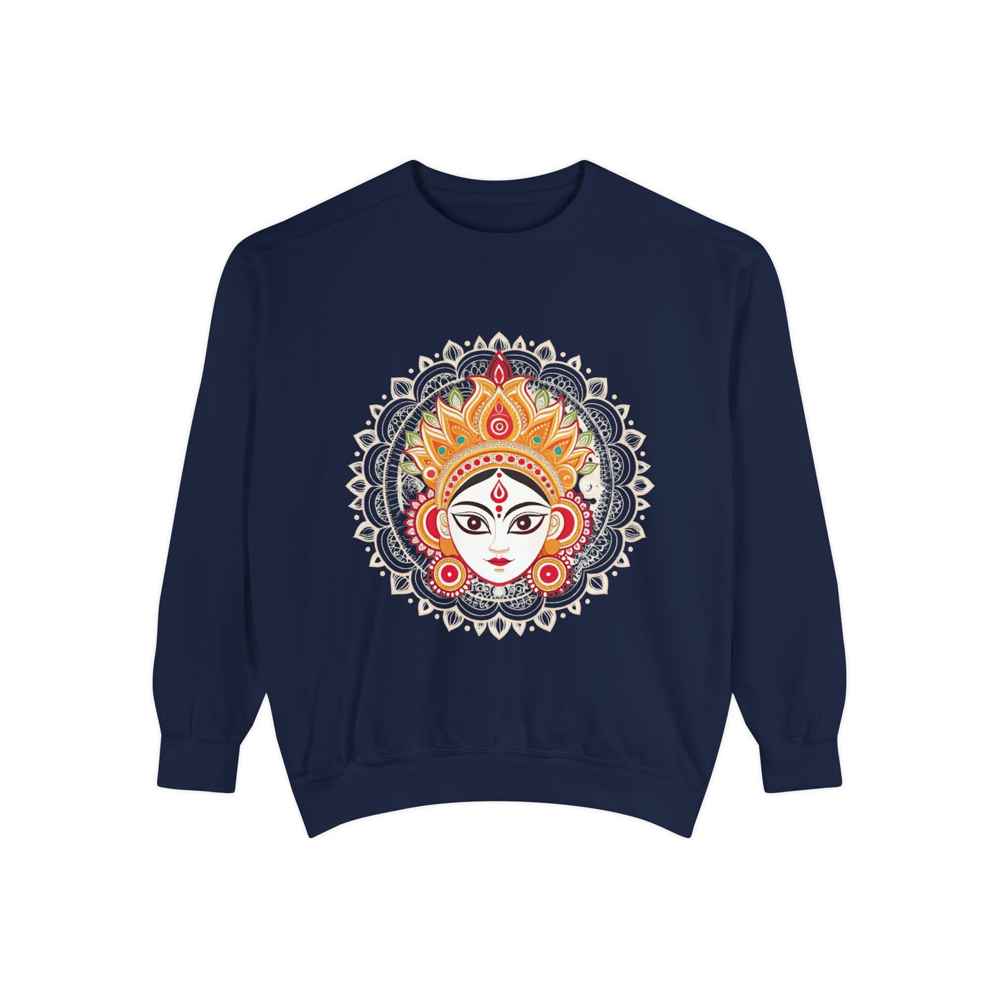 Indian Madhubani & Goddess Durga - Meditation-Inspired Unisex Sweatshirt with Mandala Design