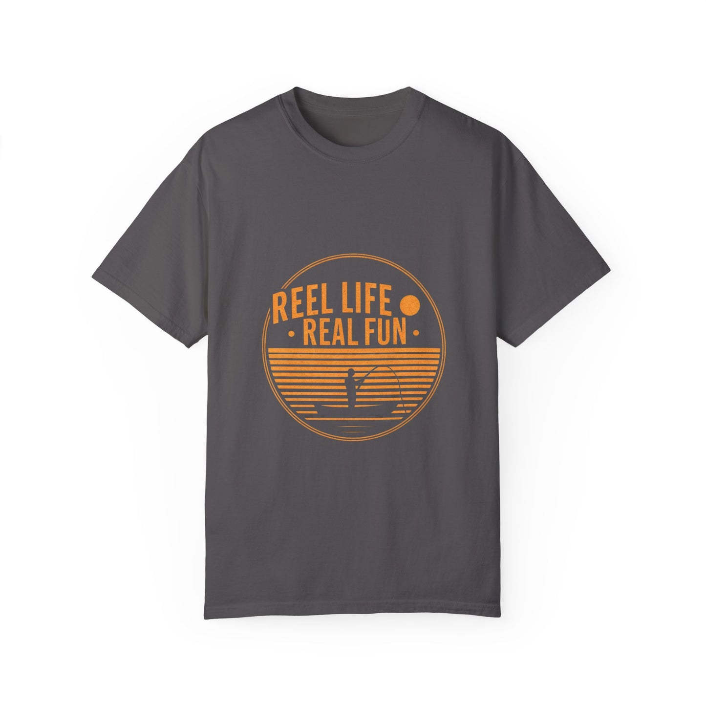 Fishing T Shirts - Reel Life Real Fun Unisex Garment-Dyed T-Shirt - Perfect for Fishing Enthusiasts