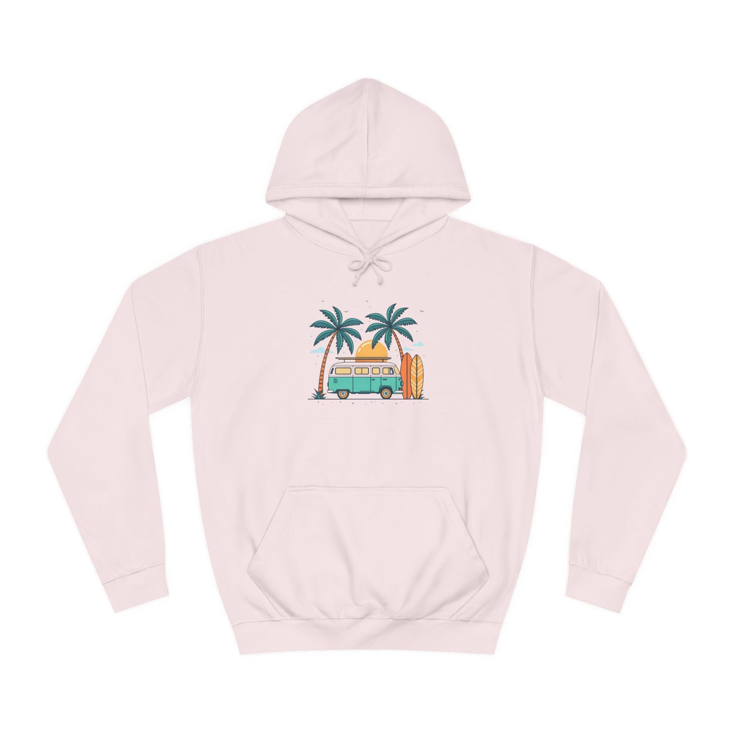 Beach Dream Hoodie – Surf Vibes Unisex College Hoodie with Palm Trees