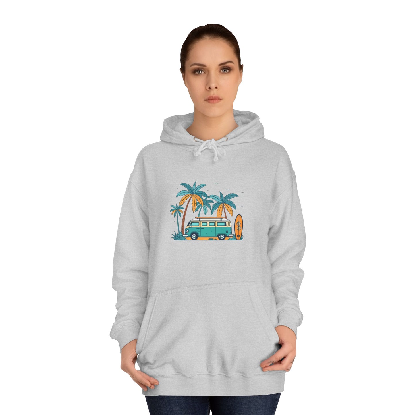 Beach Dream Hoodie – Tropical Surf Van Unisex College Hoodie for Beach Lovers