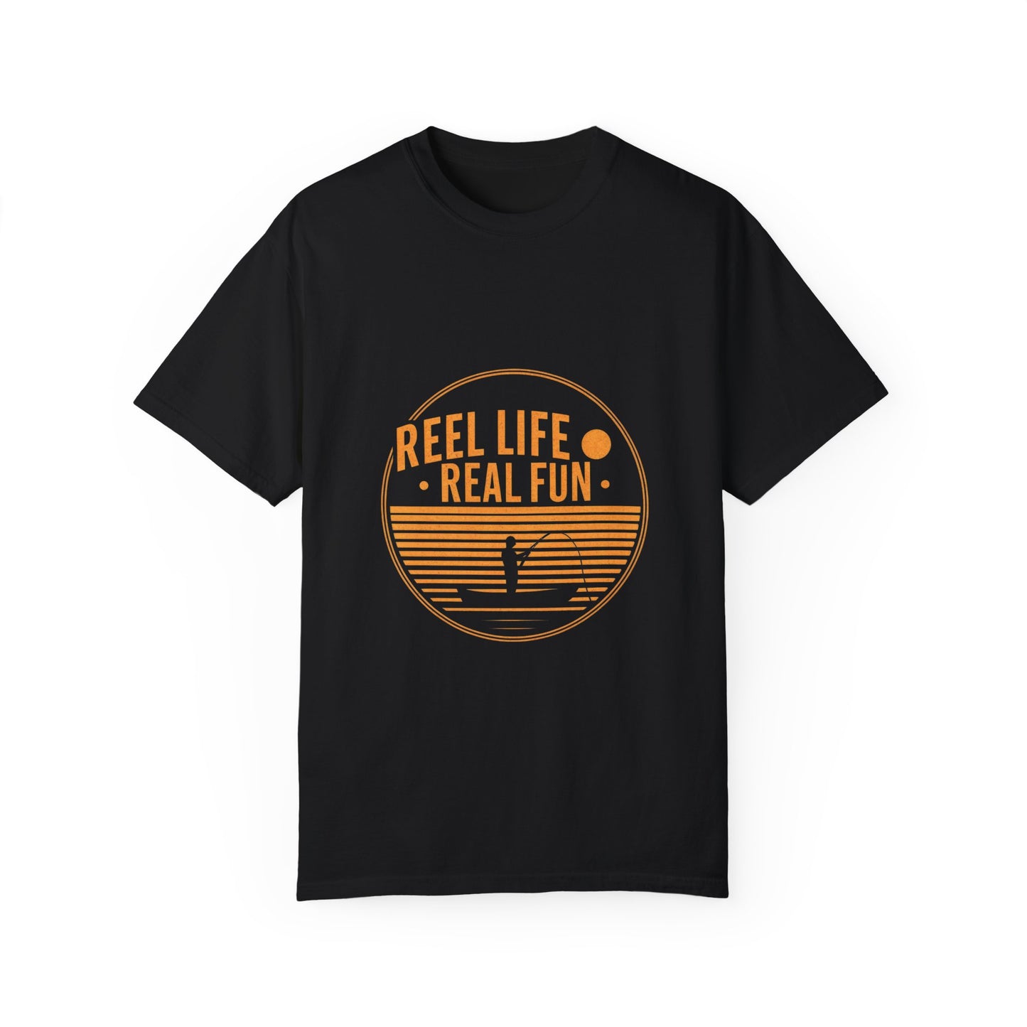 Fishing T Shirts - Reel Life Real Fun Unisex Garment-Dyed T-Shirt - Perfect for Fishing Enthusiasts