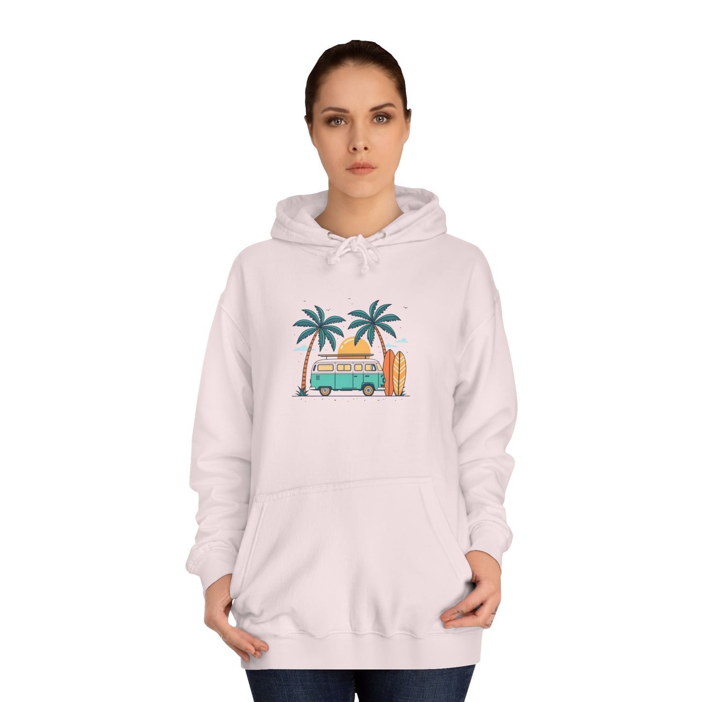 Beach Dream Hoodie – Surf Vibes Unisex College Hoodie with Palm Trees