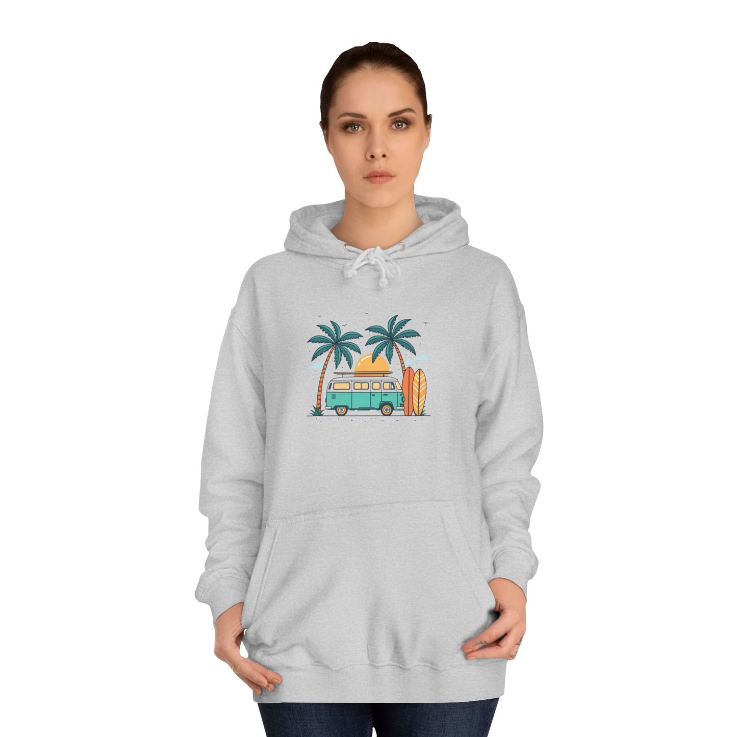 Beach Dream Hoodie – Surf Vibes Unisex College Hoodie with Palm Trees