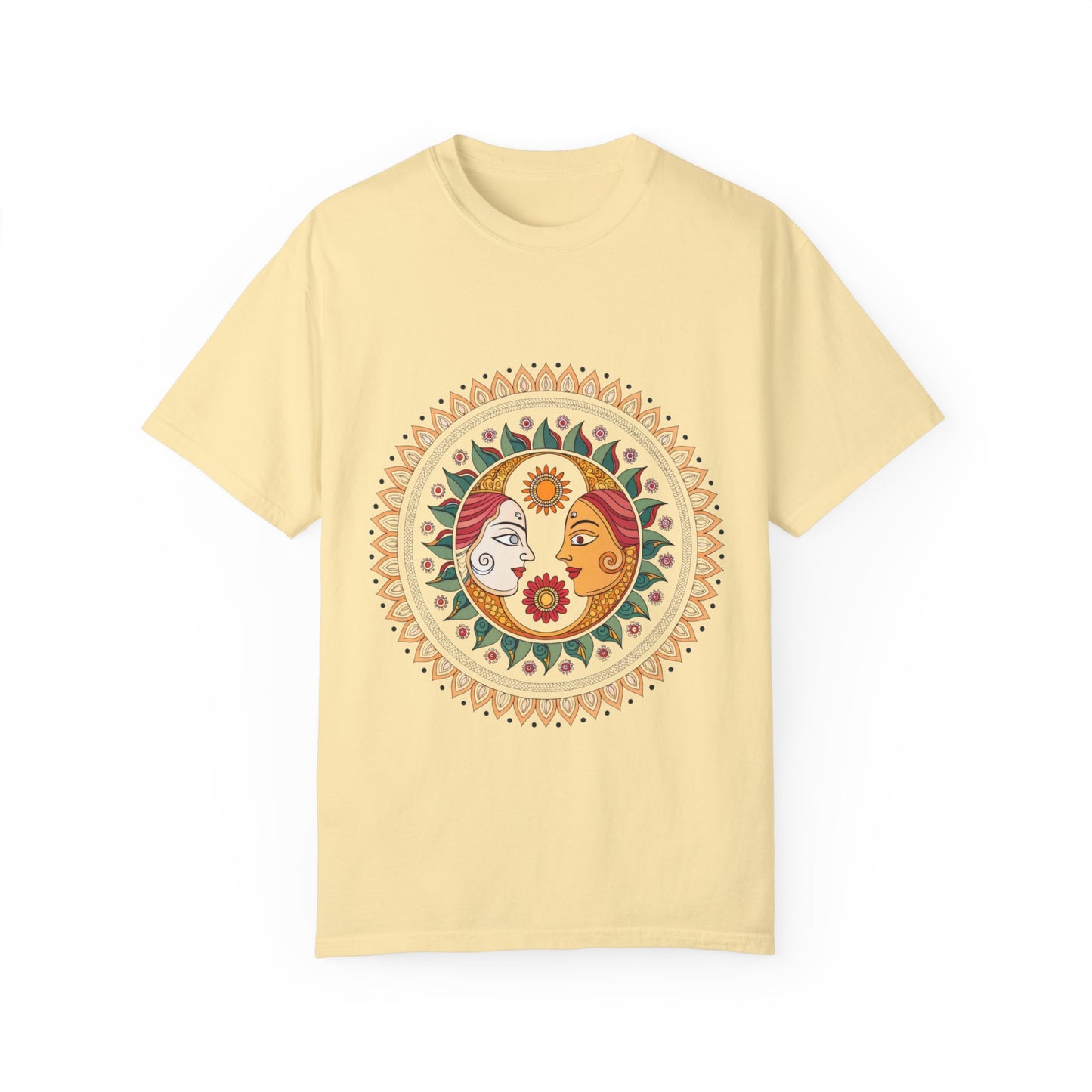 Indian Madhubani - Bohemian Mandala Unisex T-Shirt - Eco-Friendly Garment-Dyed Tee