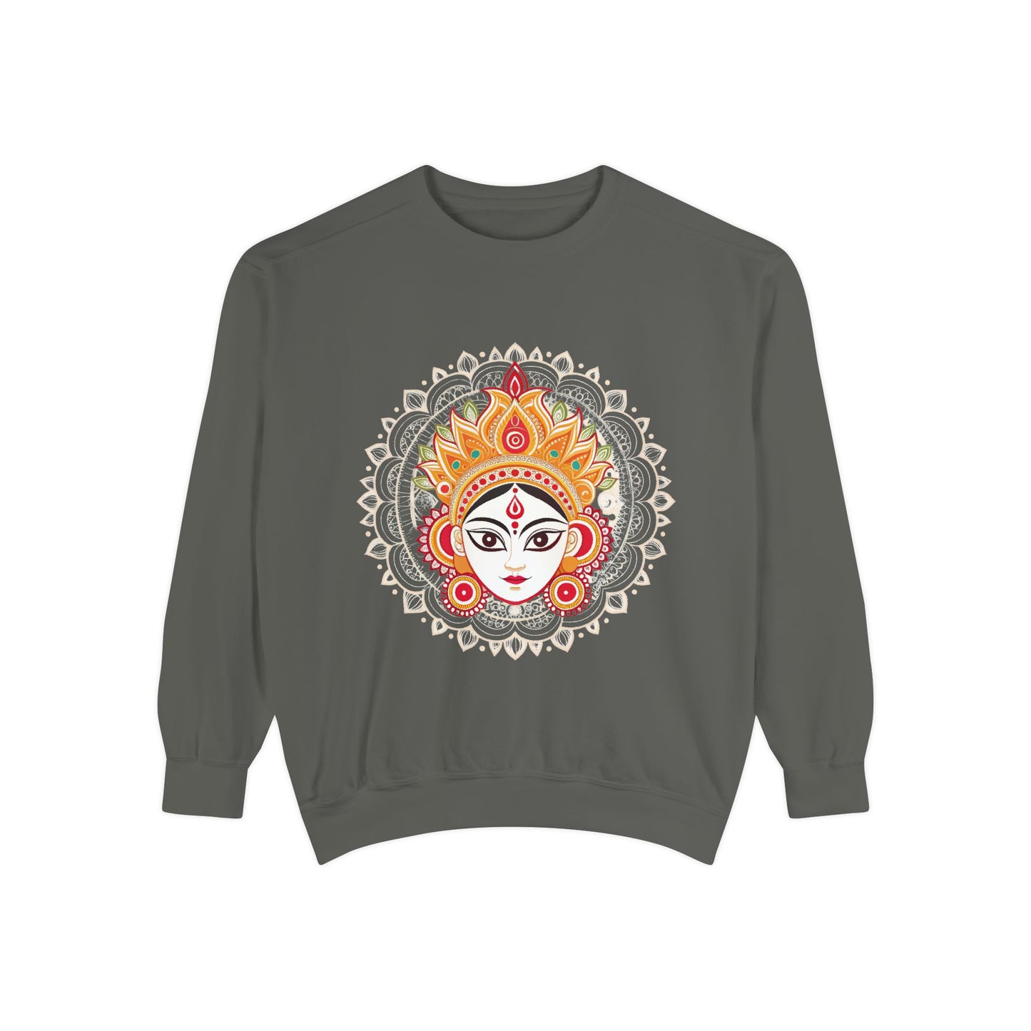 Indian Madhubani & Goddess Durga - Meditation-Inspired Unisex Sweatshirt with Mandala Design