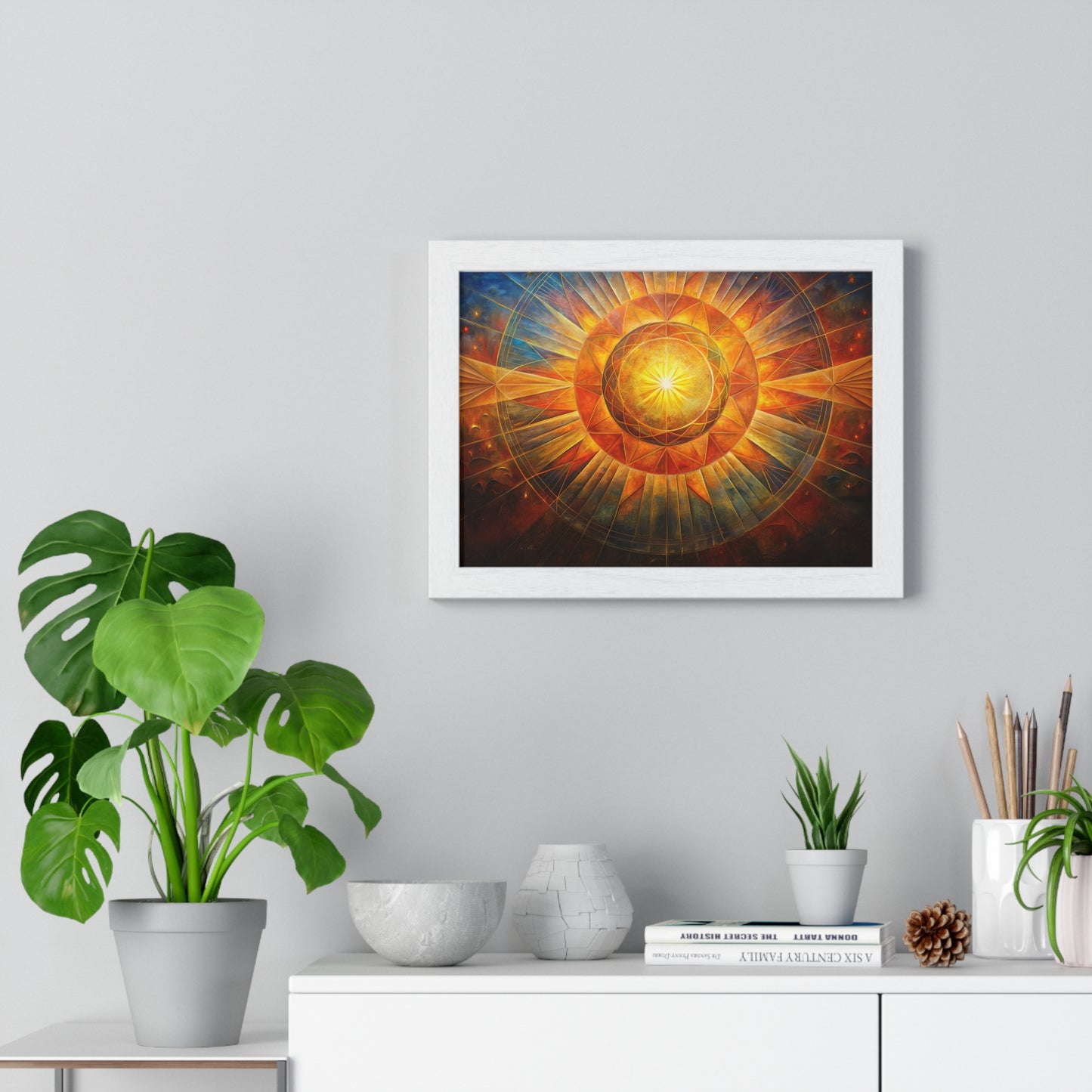 Rising Sun Painting – Horizontal Framed Poster for Positivity & Vastu Energy