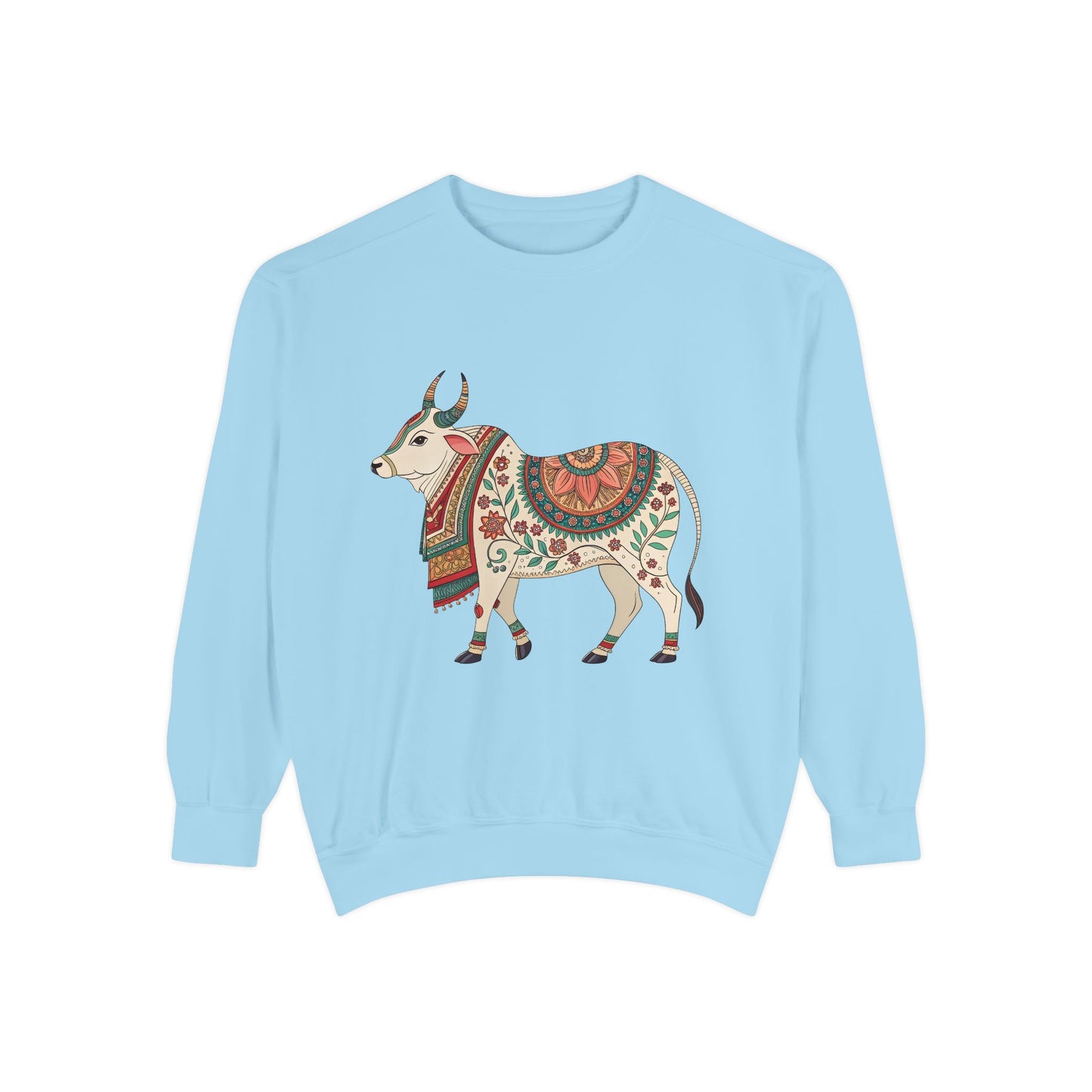 Indian Madhubani & Indian Bull - Boho Bull Design Unisex Sweatshirt – Cozy & Stylish for Everyday Wear