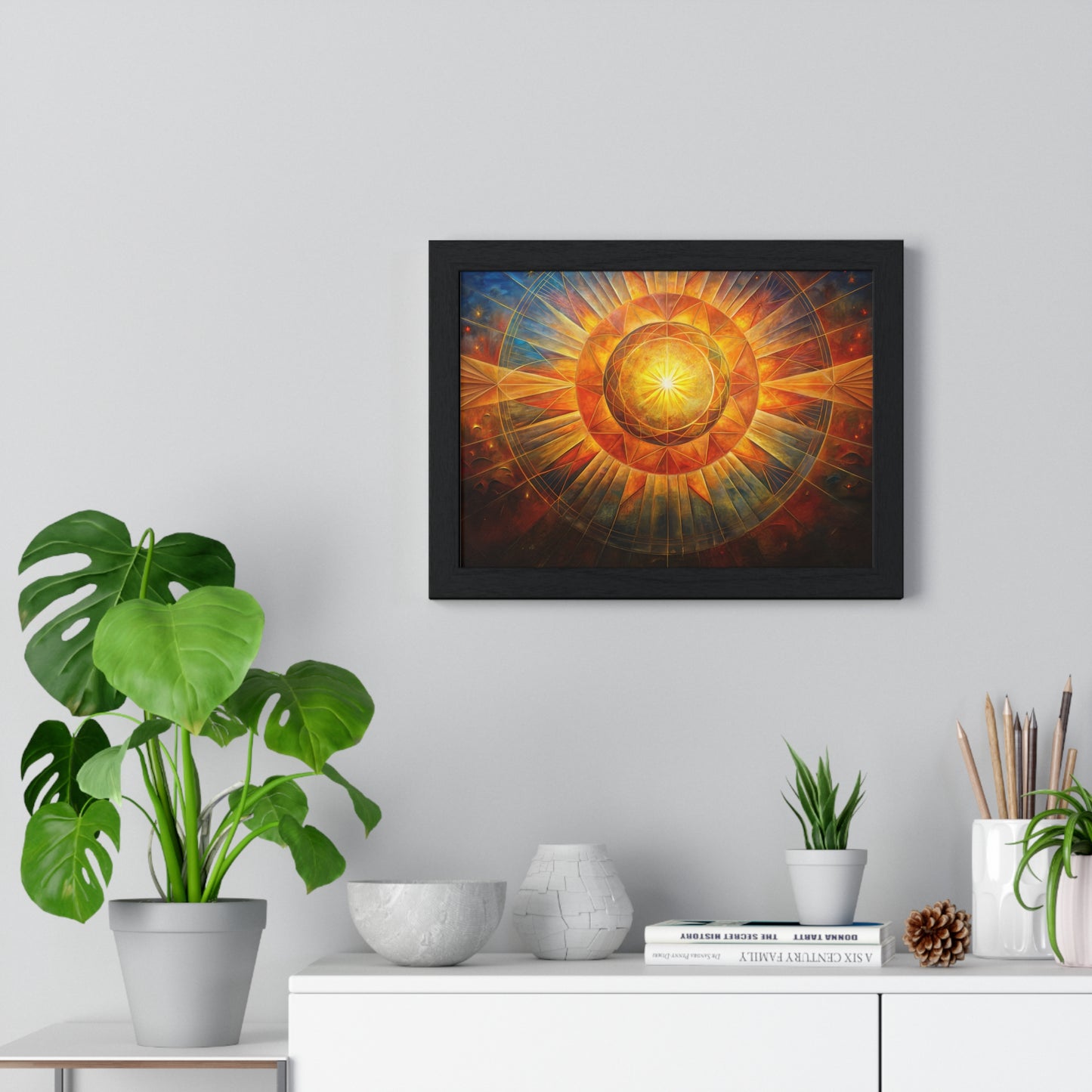 Rising Sun Painting – Horizontal Framed Poster for Positivity & Vastu Energy