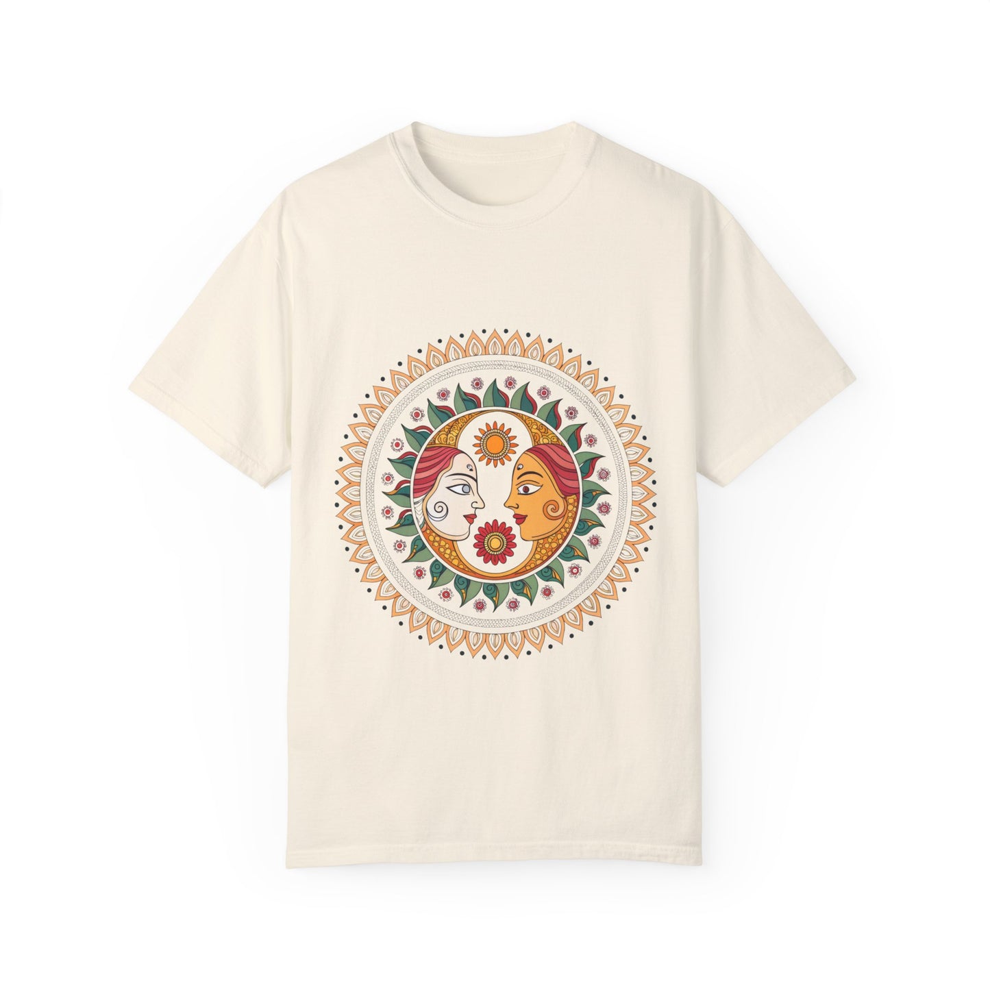 Indian Madhubani - Bohemian Mandala Unisex T-Shirt - Eco-Friendly Garment-Dyed Tee