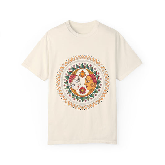 Indian Madhubani - Bohemian Mandala Unisex T-Shirt - Eco-Friendly Garment-Dyed Tee