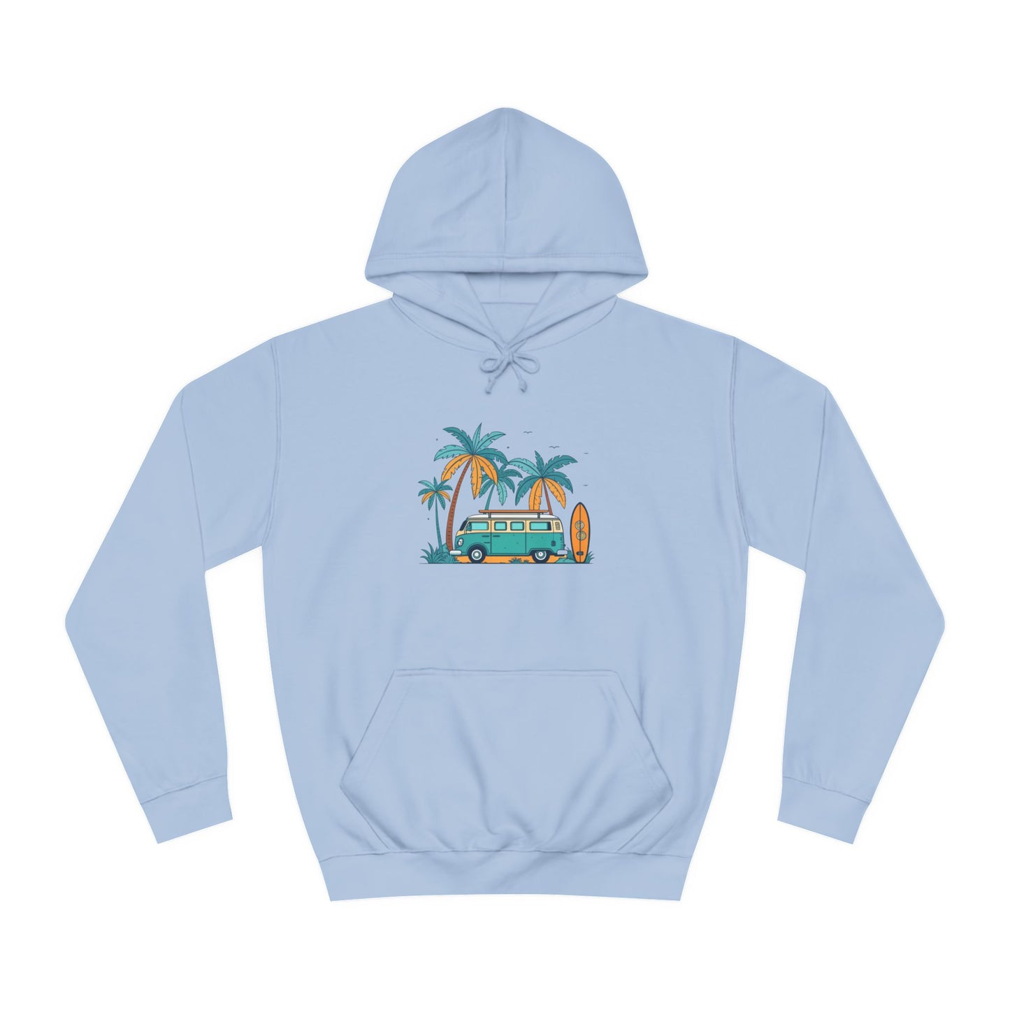 Beach Dream Hoodie – Tropical Surf Van Unisex College Hoodie for Beach Lovers