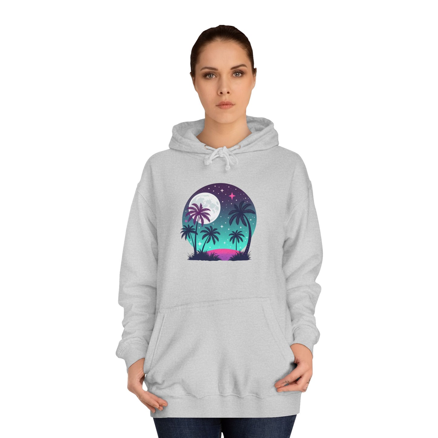 Beach Dream Hoodie – Tropical Night Unisex Hoodie with Palm Trees Design