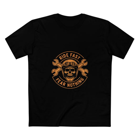 No Fear T Shirt Quotes - Ride Fast Skull Graphic Tee - Fear Nothing Motorcycle T-Shirt for Bikers