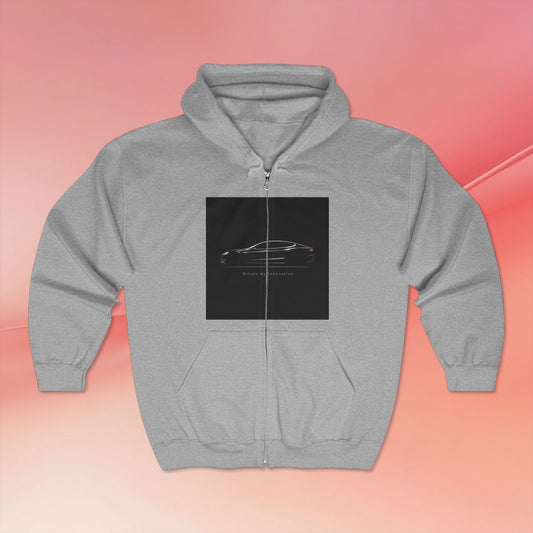 Car Hoodies Collection Sleek Car Graphic Full Zip Hoodie - Perfect for Car Enthusiasts