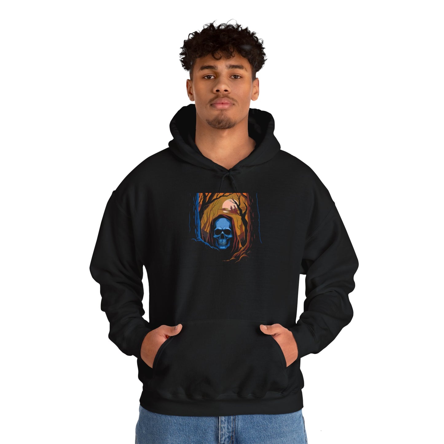 Horror Style Hoodie – Don’t Look Behind You Unisex Heavy Blend™ Sweatshirt for Spooky Vibes