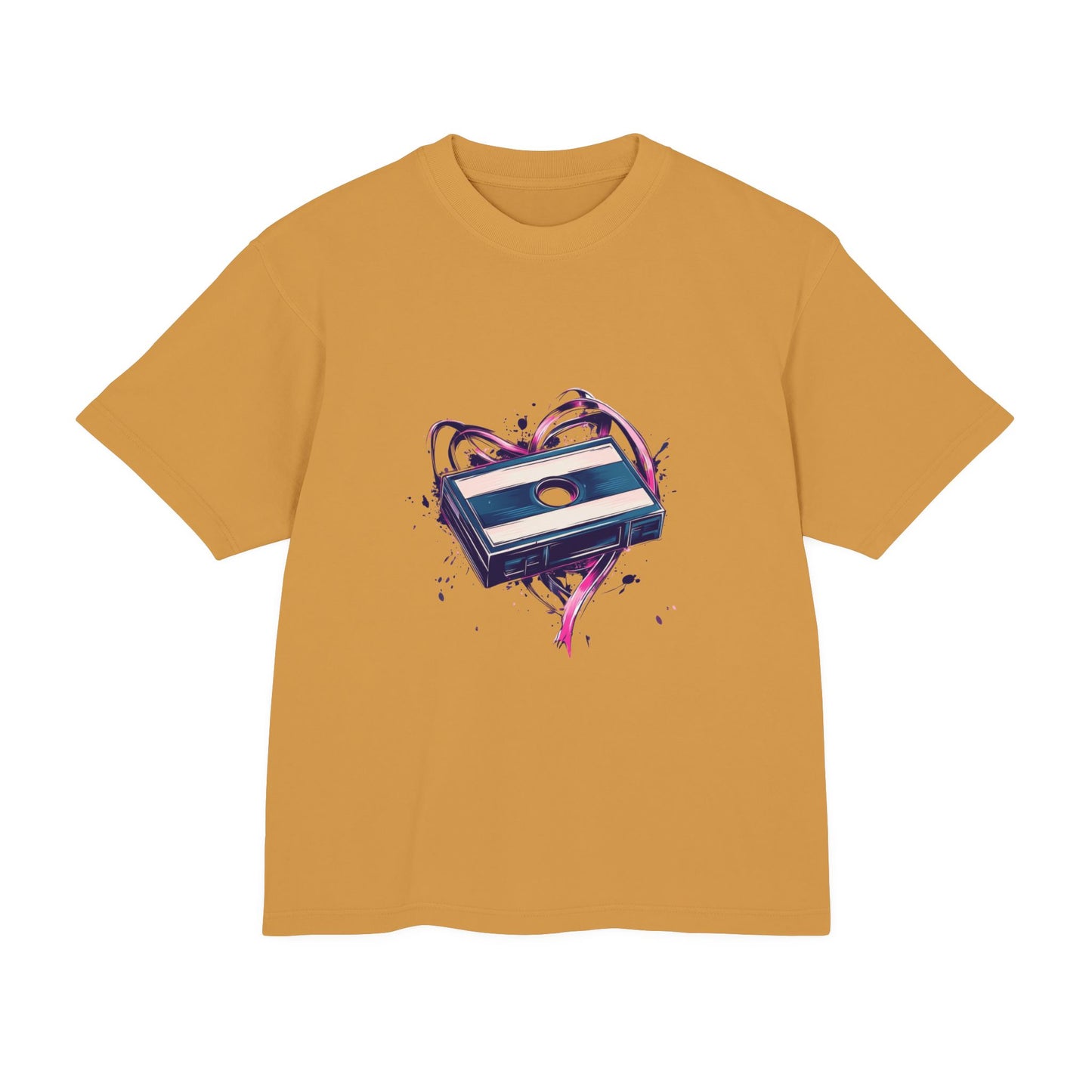 Vintage T-Shirt Unisex Urban Heavy Tee - Heart & Cassette Design