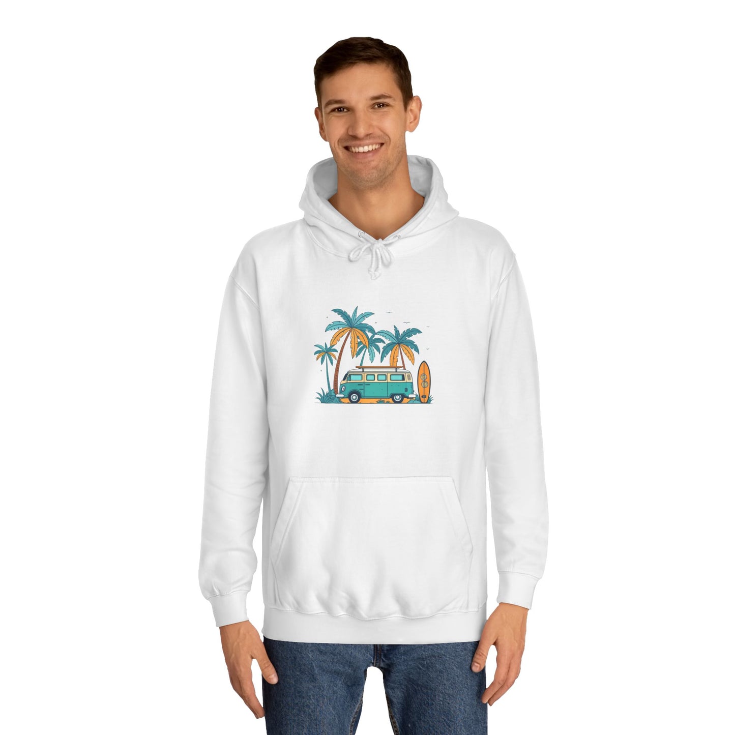 Beach Dream Hoodie – Tropical Surf Van Unisex College Hoodie for Beach Lovers