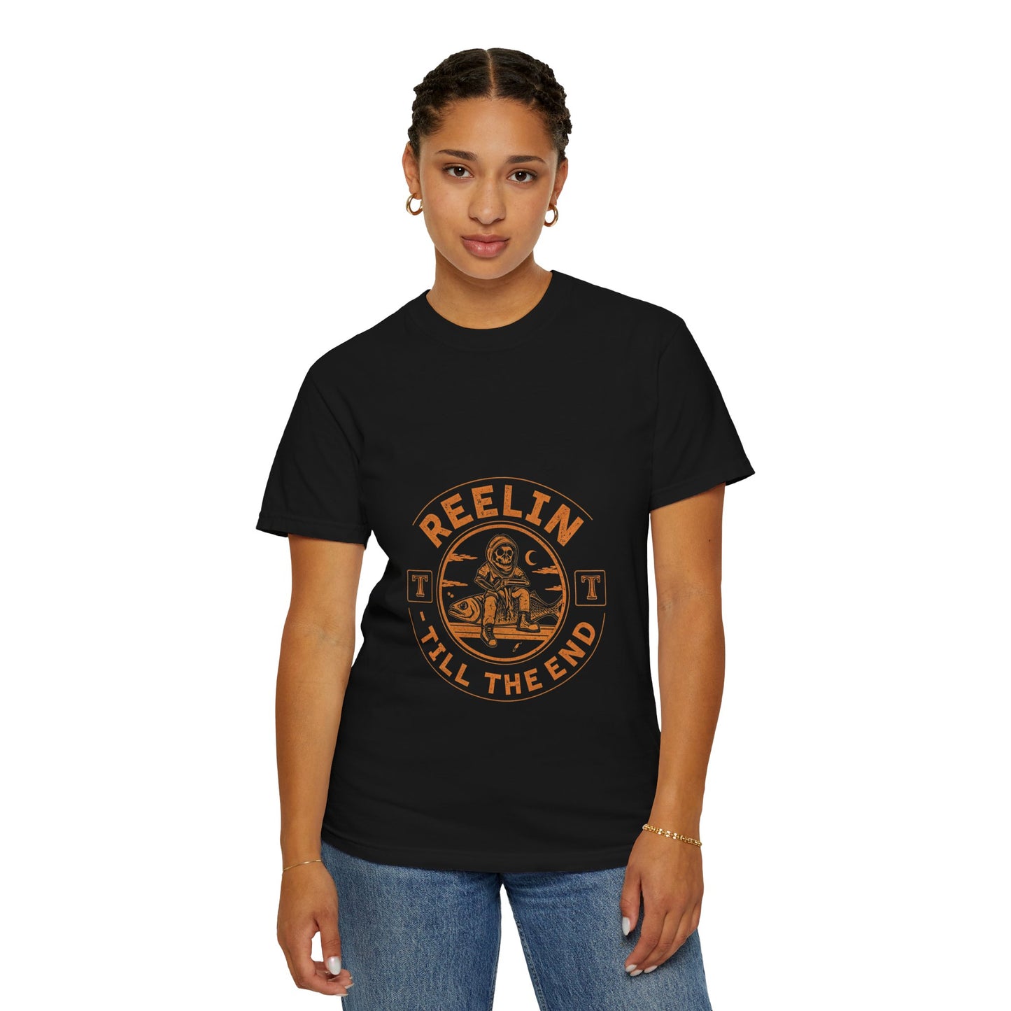 Fishing T Shirts - Reelin' Till the End Fishing T-Shirt - Unisex Garment-Dyed Tee for Anglers