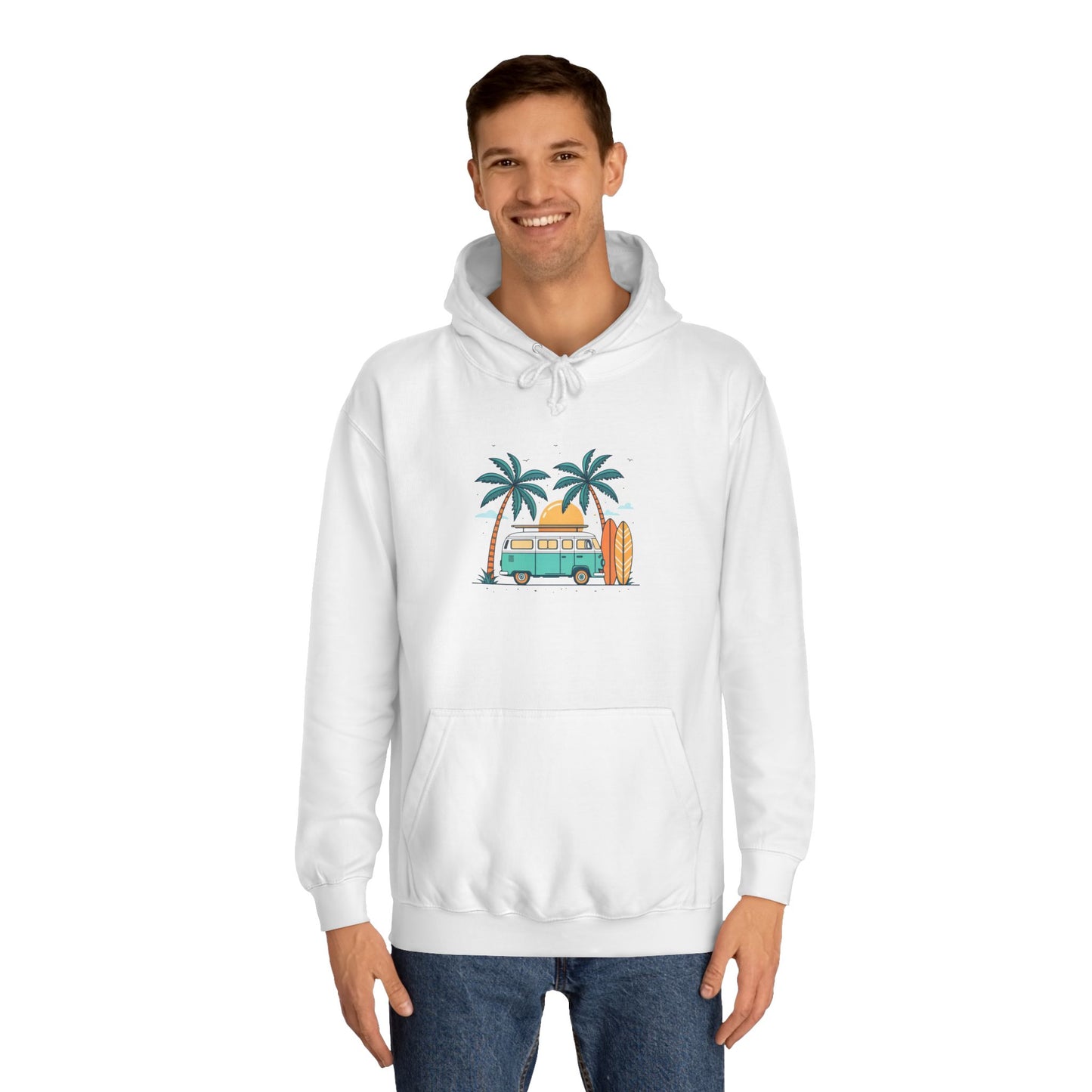 Beach Dream Hoodie – Surf Vibes Unisex College Hoodie with Palm Trees