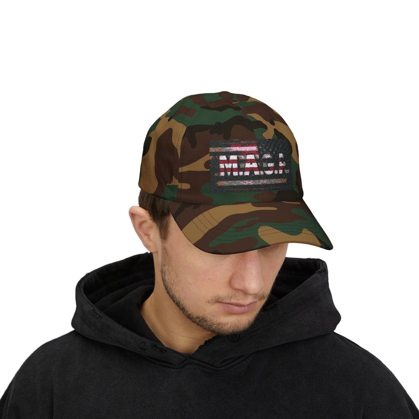 Black Maga Hat Camo Classic Dad Cap | Patriotic Design | Perfect for Outdoors & Casual Wear