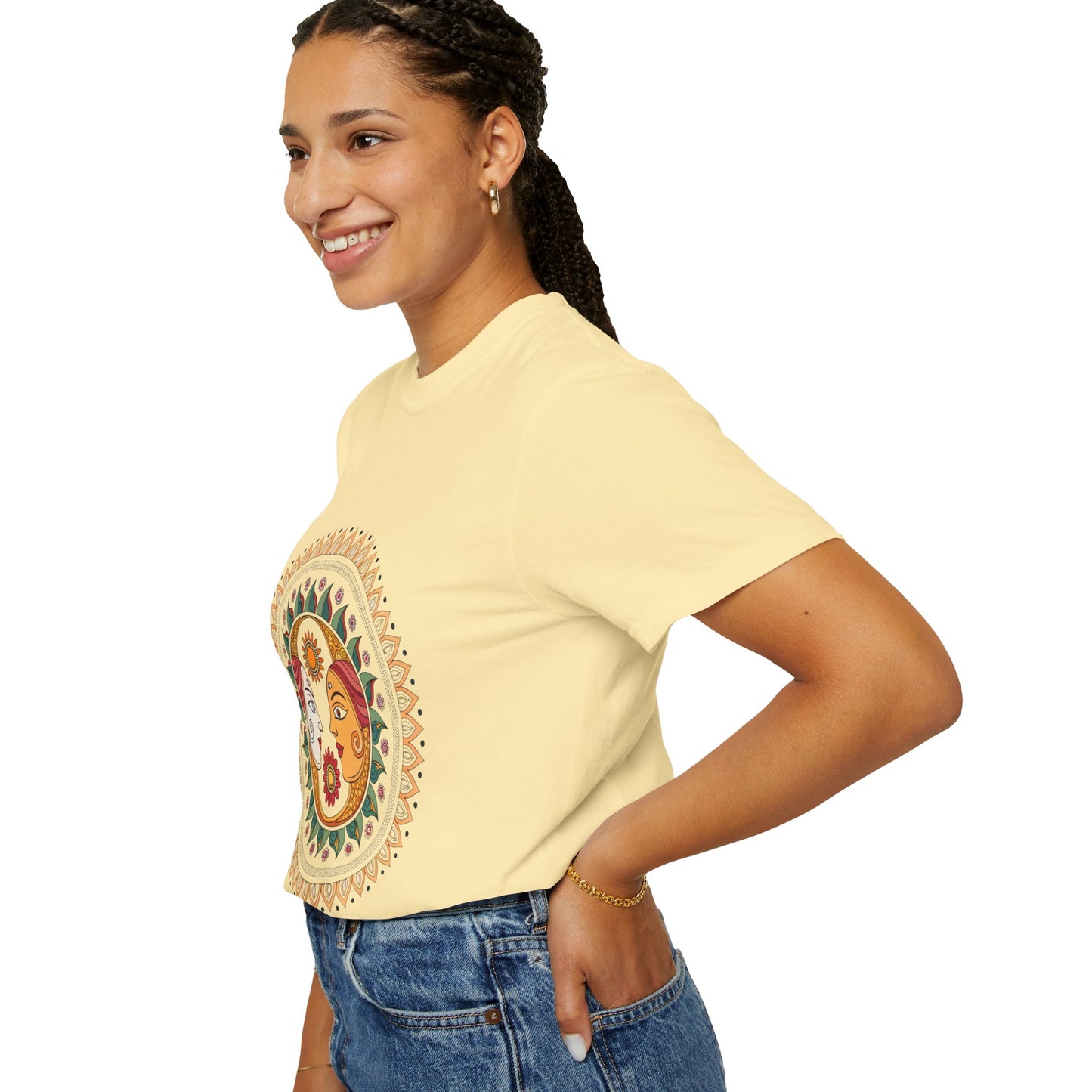 Indian Madhubani - Bohemian Mandala Unisex T-Shirt - Eco-Friendly Garment-Dyed Tee