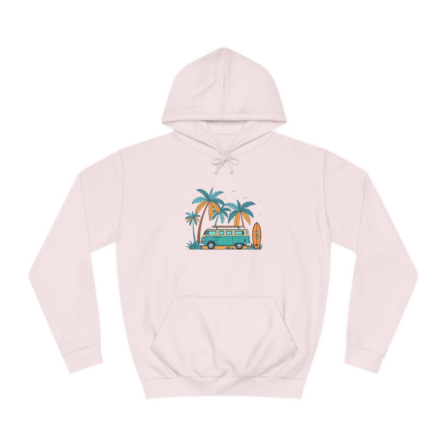 Beach Dream Hoodie – Tropical Surf Van Unisex College Hoodie for Beach Lovers