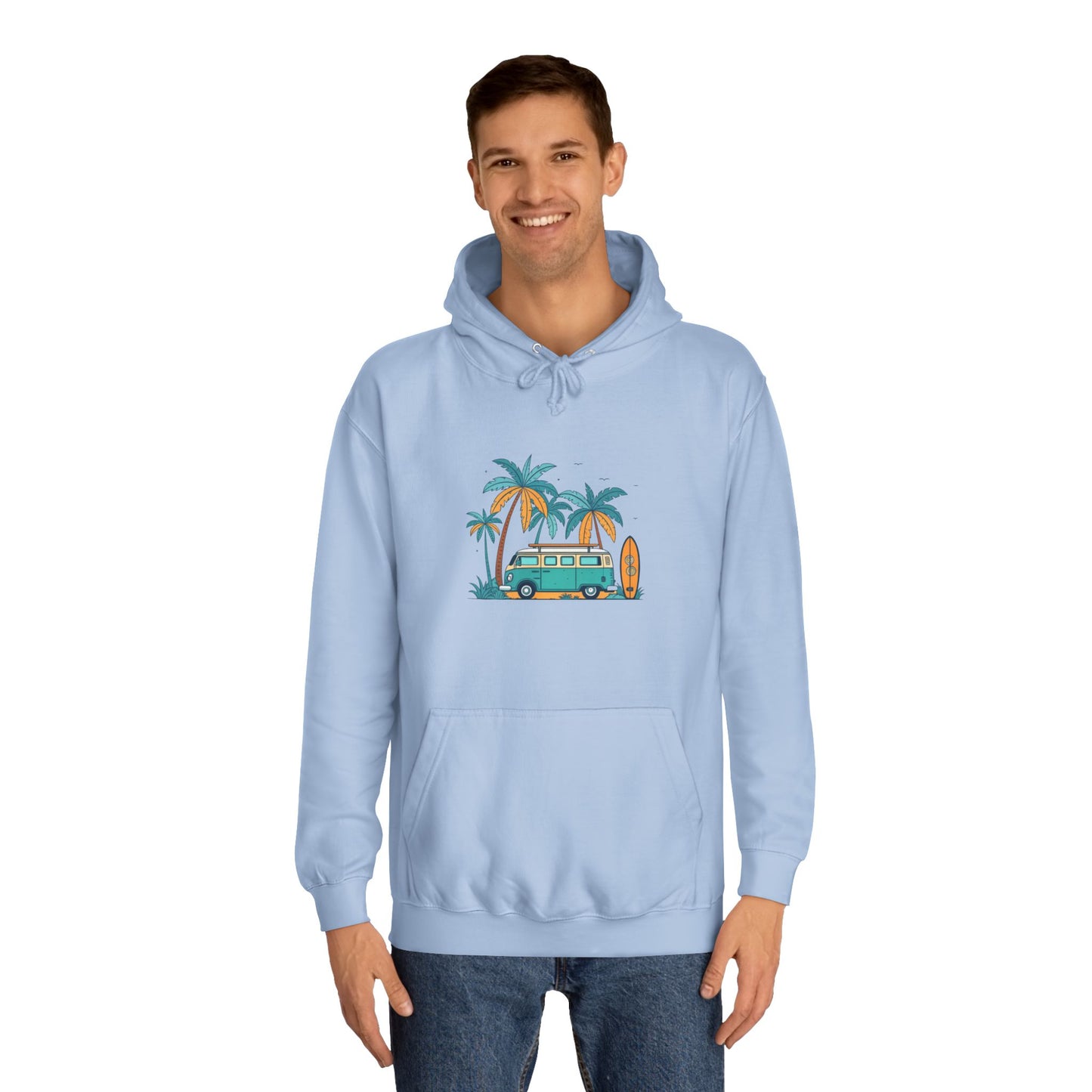 Beach Dream Hoodie – Tropical Surf Van Unisex College Hoodie for Beach Lovers