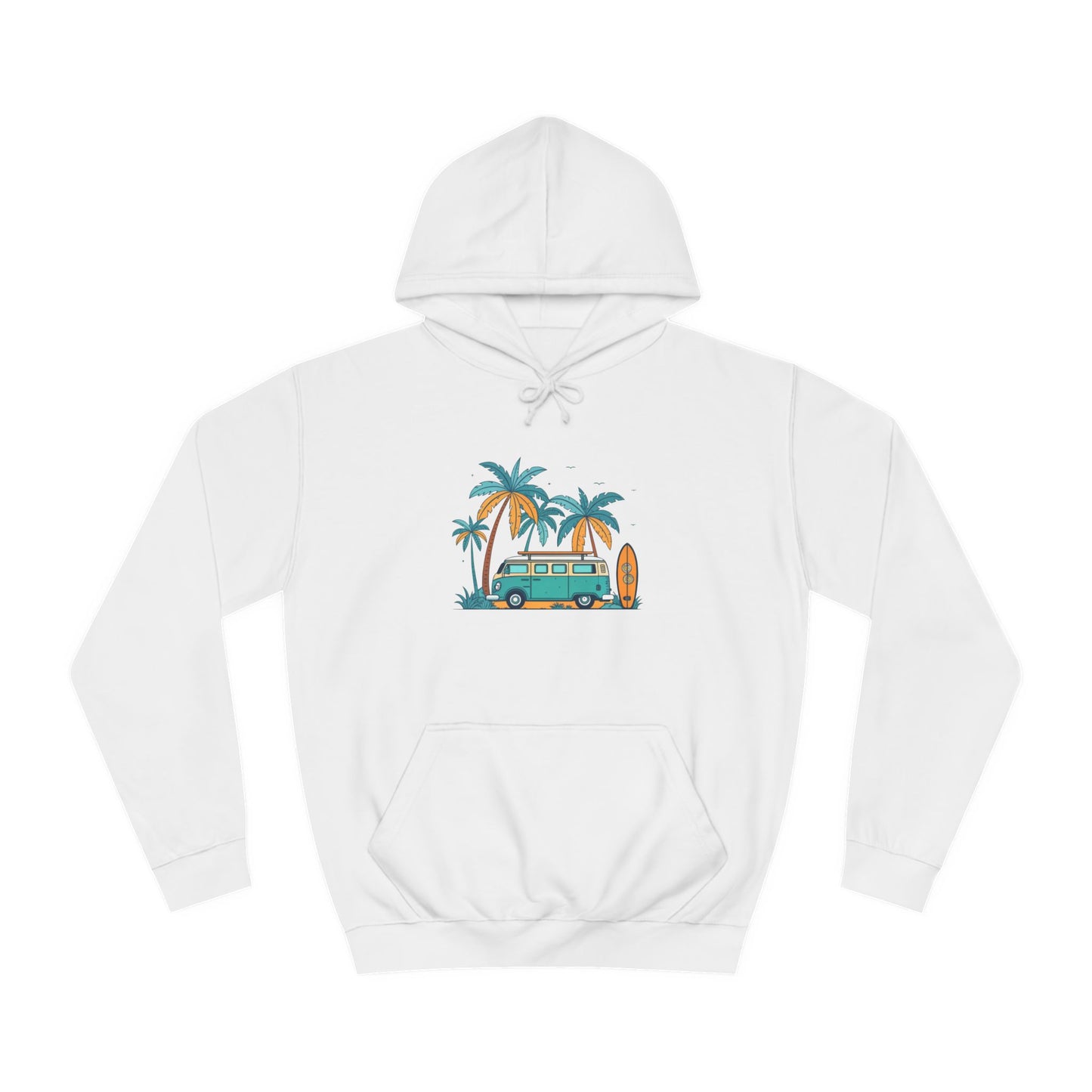 Beach Dream Hoodie – Tropical Surf Van Unisex College Hoodie for Beach Lovers