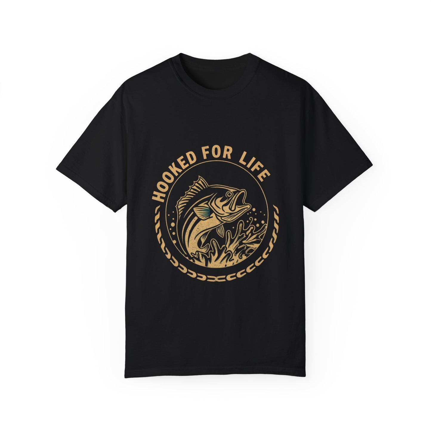 Fishing T Shirts - Hooked For Life Unisex Garment-Dyed T-Shirt - Perfect for Fishing Enthusiasts