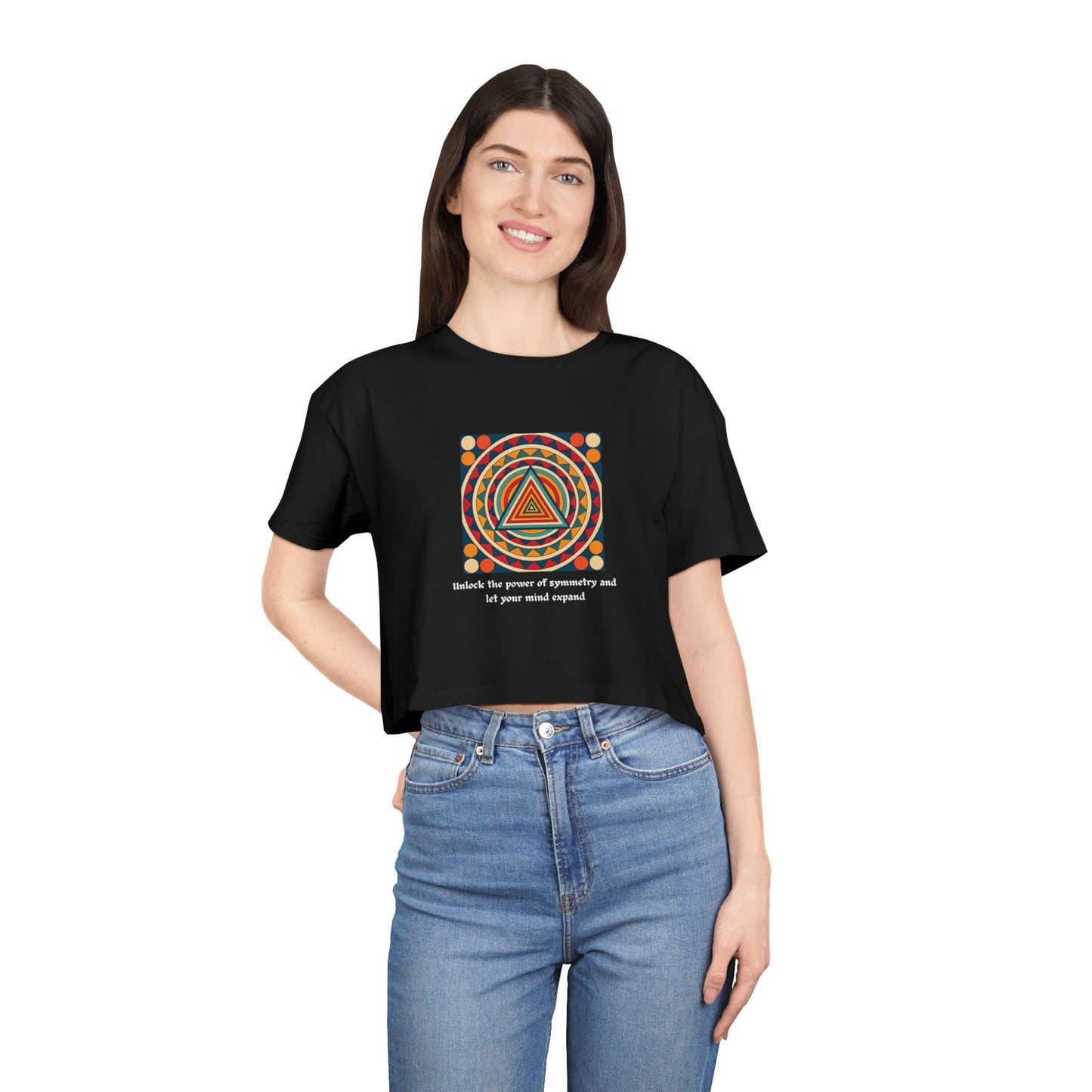 Inspirational Women’s Crop Top – Unlock the Power of Symmetry | Black Crop Top No Bra