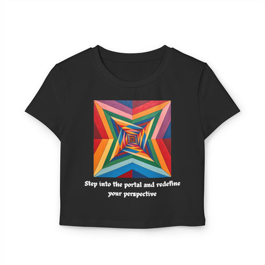 Colorful Women’s Baby Tee – Step Into the Portal and Redefine Your Perspective | Crop Top